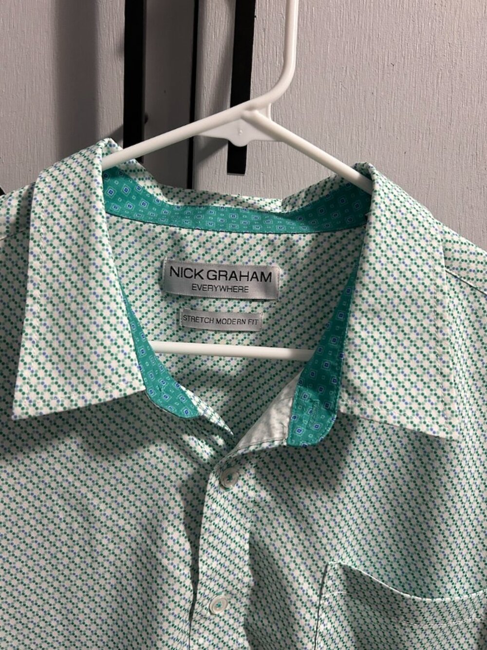 Nick Graham Men's Everywhere Stretch Modern Fit Dot Print Button Down Size 2XL‎